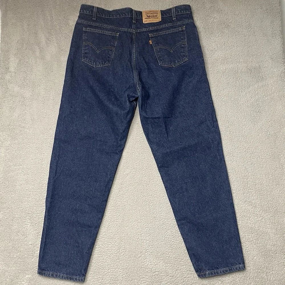 Vintage 90s Levi's 550 Jeans Mens 42x32 Relaxed Tapered Blue Denim Orange Tab